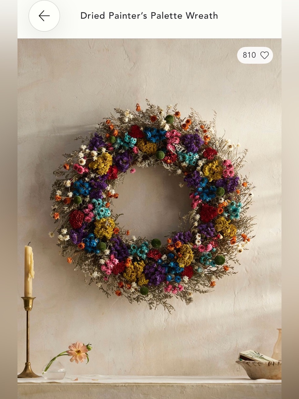 Anthropologie Dried Floral Wreath